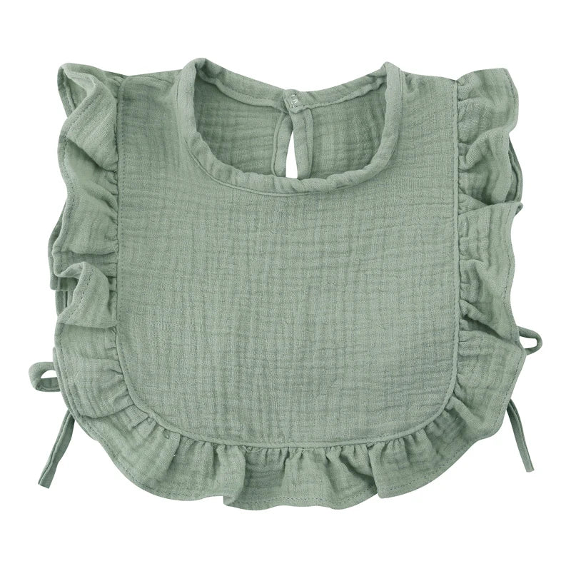 Baby Cotton Bib Crepe Ruffled Bib Saliva Towel Bandana Burp Cloth Girls Babies Accessories Newborn Slabber Absorbent Cloth Bib