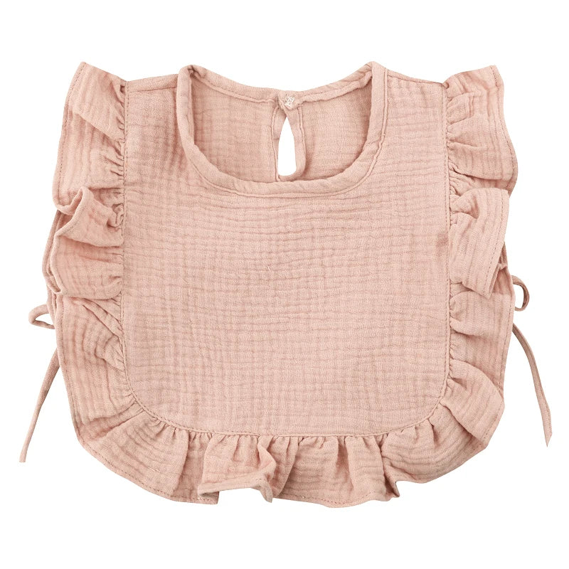 Baby Cotton Bib Crepe Ruffled Bib Saliva Towel Bandana Burp Cloth Girls Babies Accessories Newborn Slabber Absorbent Cloth Bib