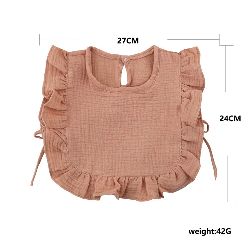 Baby Cotton Bib Crepe Ruffled Bib Saliva Towel Bandana Burp Cloth Girls Babies Accessories Newborn Slabber Absorbent Cloth Bib