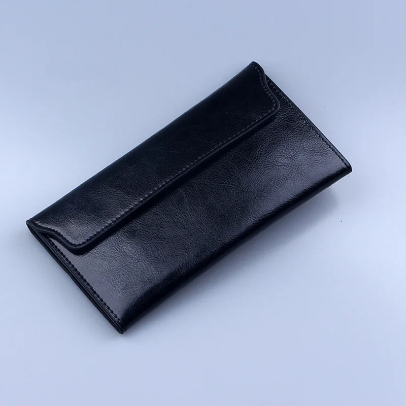 Brand Genuine Leather Women Wallet Long thin Purse Cowhide multiple Cards Holder Clutch bag Fashion Standard Wallet
