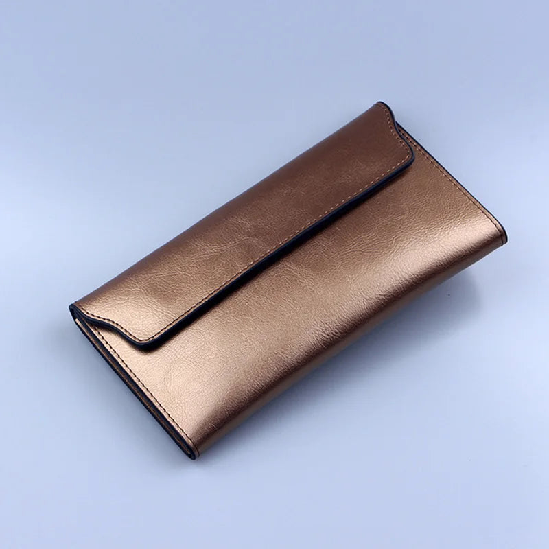 Brand Genuine Leather Women Wallet Long thin Purse Cowhide multiple Cards Holder Clutch bag Fashion Standard Wallet