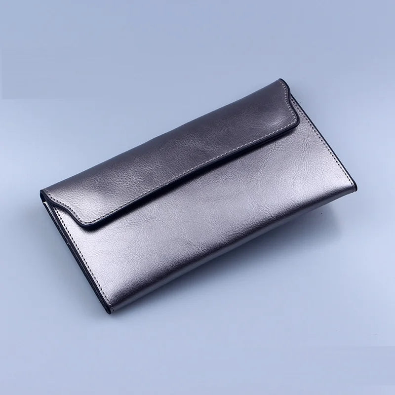 Brand Genuine Leather Women Wallet Long thin Purse Cowhide multiple Cards Holder Clutch bag Fashion Standard Wallet