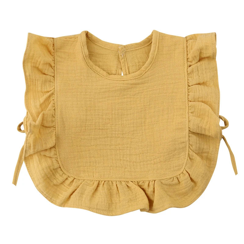 Baby Cotton Bib Crepe Ruffled Bib Saliva Towel Bandana Burp Cloth Girls Babies Accessories Newborn Slabber Absorbent Cloth Bib
