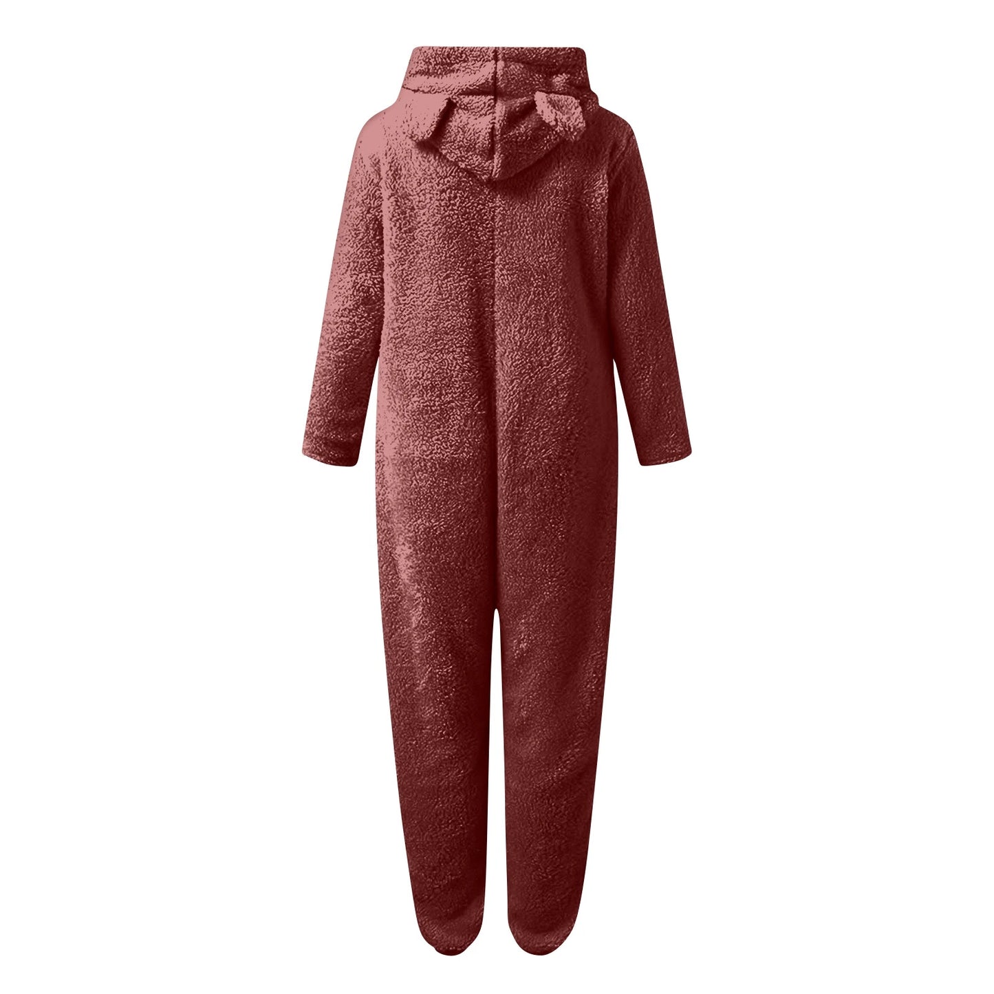 Autumn Winter Children's Boys Girls Thickened Hooded Jumpsuit Pajamas Cute Hooded Long Sleeved Zipper Plush Warm Home Clothes