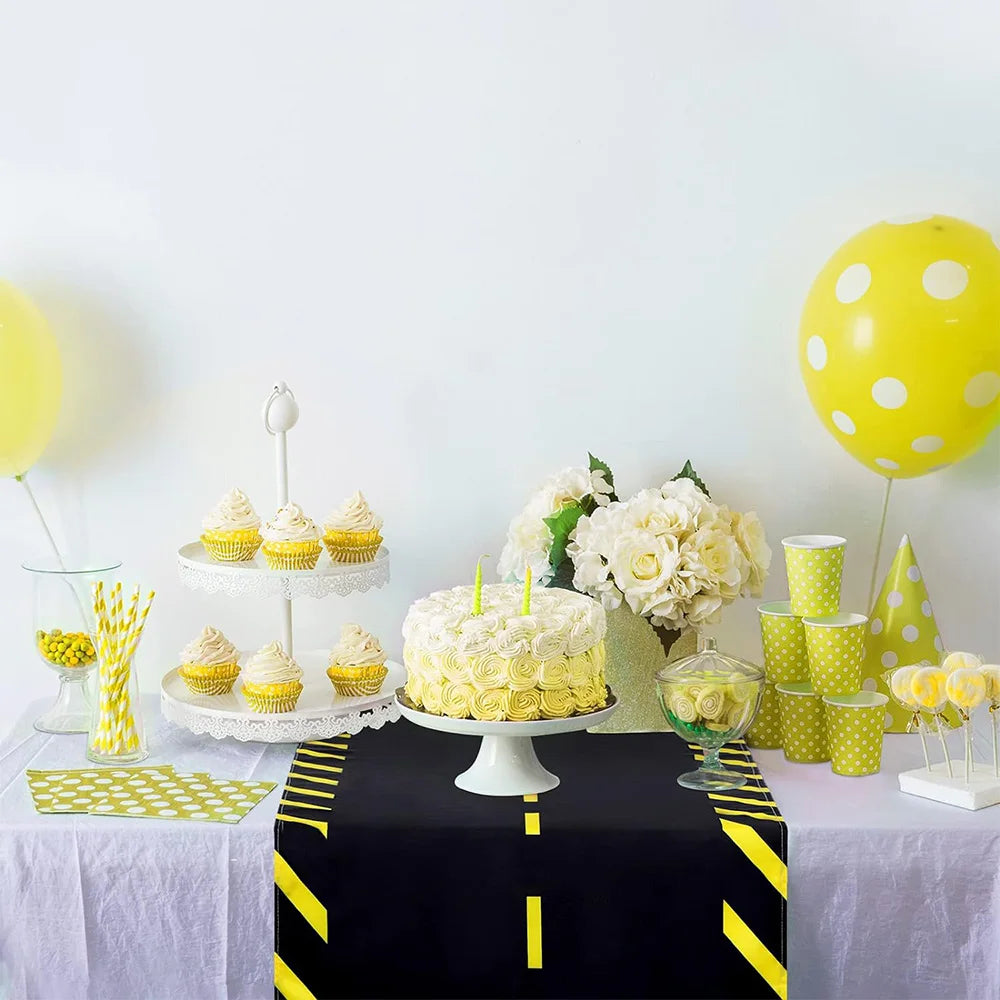 construction truck party tablecloth table runner Engineering excavator theme table cover boy construction birthday party decor