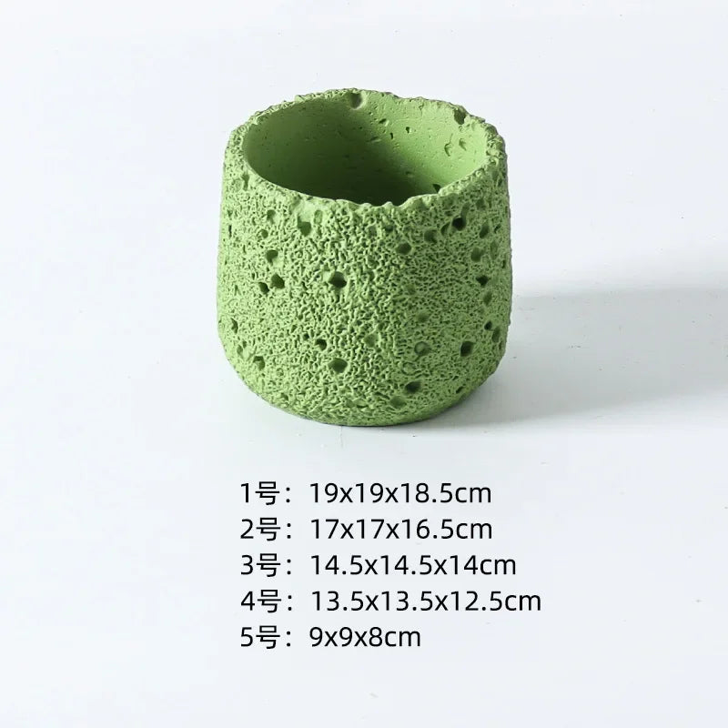 Nordic cement flowerpot simple personality creative imitation volcanic stone indoor succulent potted green plant flowerpot