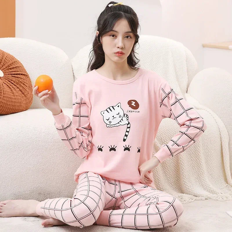 Teenager Boys Animal Cat Pajamas Children's Sleepwear for 12 14 16 Years Kids Pyjamas Cartoon Homewear Cotton Girls Pijamas Suit