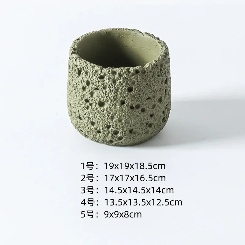 Nordic cement flowerpot simple personality creative imitation volcanic stone indoor succulent potted green plant flowerpot