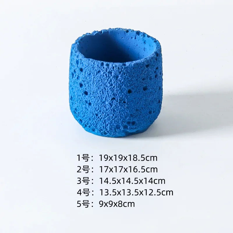 Nordic cement flowerpot simple personality creative imitation volcanic stone indoor succulent potted green plant flowerpot