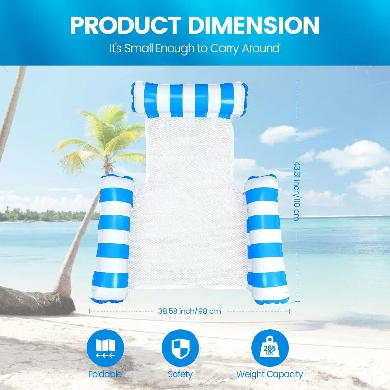 Portable Floating Mattress Quick-Inflate Lounger for Pool Beach All-Ages Summer Water Relaxation Beach Sunbathing Adult Swim Toy