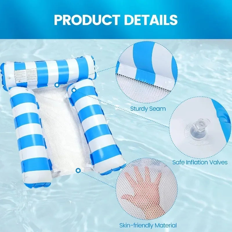 Portable Floating Mattress Quick-Inflate Lounger for Pool Beach All-Ages Summer Water Relaxation Beach Sunbathing Adult Swim Toy