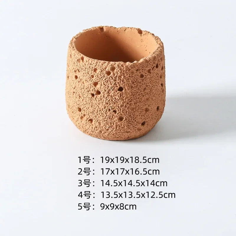 Nordic cement flowerpot simple personality creative imitation volcanic stone indoor succulent potted green plant flowerpot