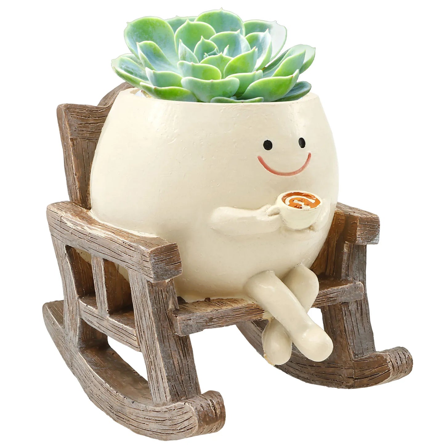 Succulent Pots Smile Face Planter Pot Resin Cute Swing Chair Hanging Creative Flower Planter for Indoor Outdoor Plants