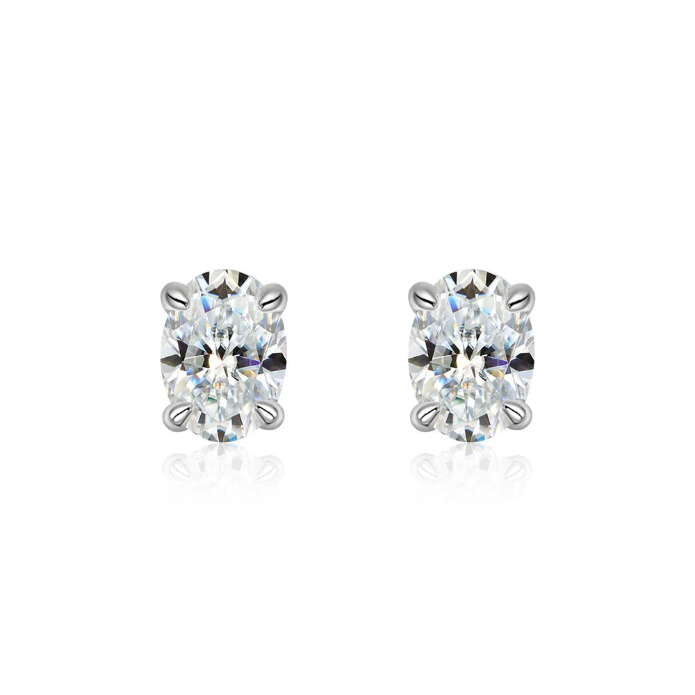 FEOBUR 0.5-4CT Oval Cut Moissanite Stud Earrings for Women 925 Sterling Silver Sparkling Diamond Ear Studs Wedding Jewelry GRA