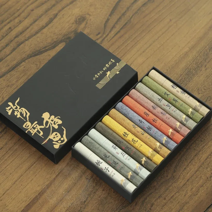 12 Kinds of Natural Sandalwood Incense Sticks in Gift Box 5g X 10.5cm Living Room Scents for Home Fragrance Osmanthus