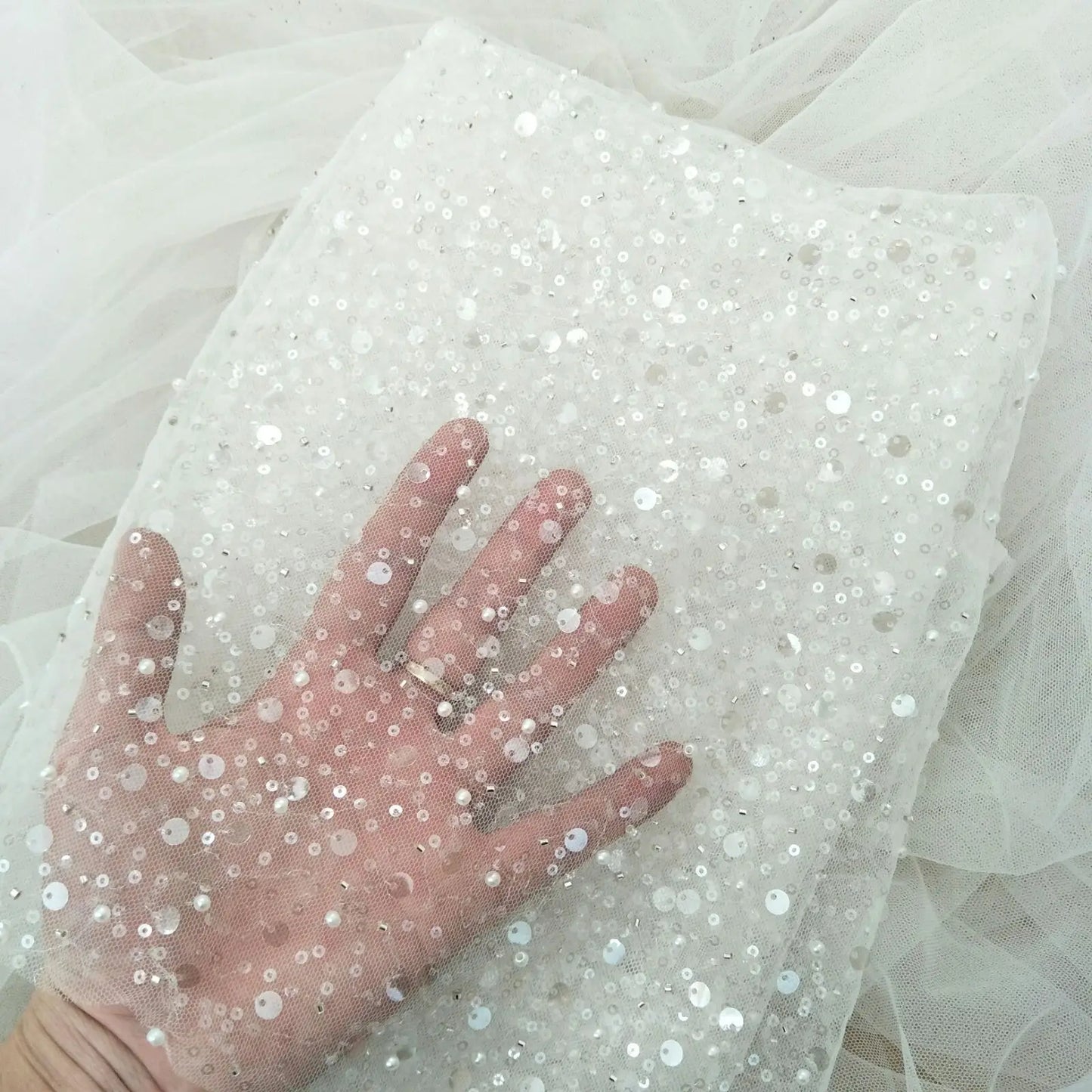 20 Colors beauty wedding dress beading fashion dress lace fabric with pearls 130cm width bridal lace fabric sell by yard