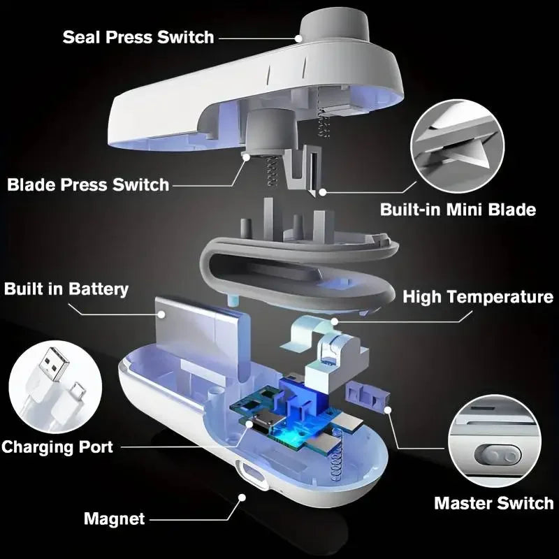 Plastic Bag Sealer Mini 2in1 Portable Plastic Bags Sealing Machine Thermal Sealants Handheld Food Storage Packaging Heat Sealer