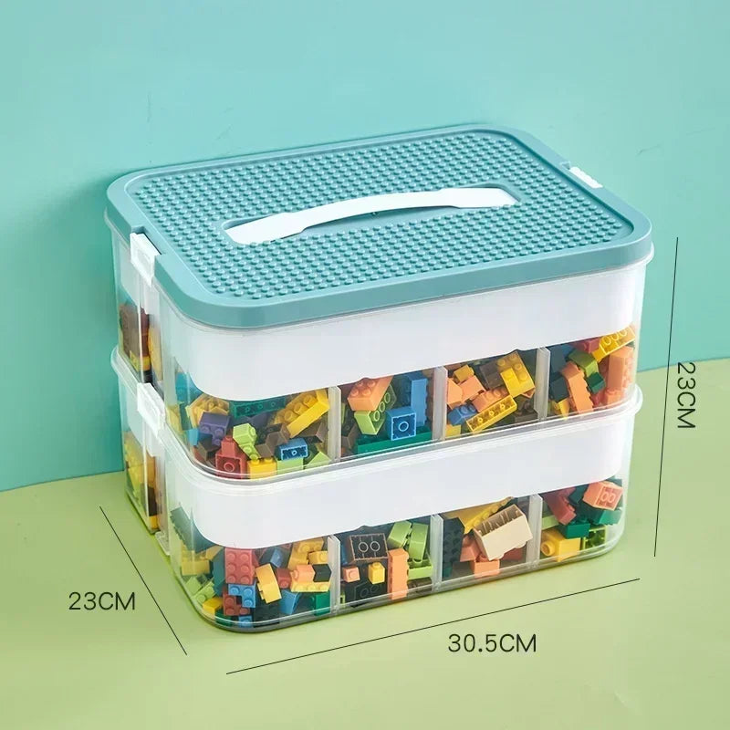 Transparent dust-proof and moisture-proof plastic storage box, classified storage, stackable building block storage box.