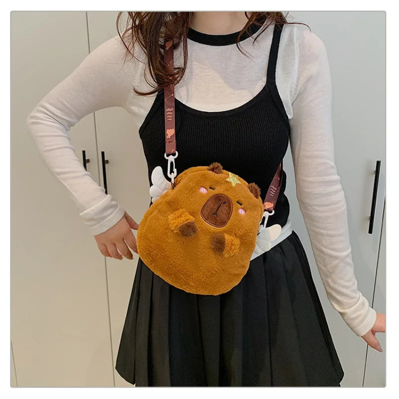 Shoulder Bag Capybara Plush Crossbody Bag Animals Students School Bag Large Capacity Couple Cartoon Knapsack Bags Cute Doll
