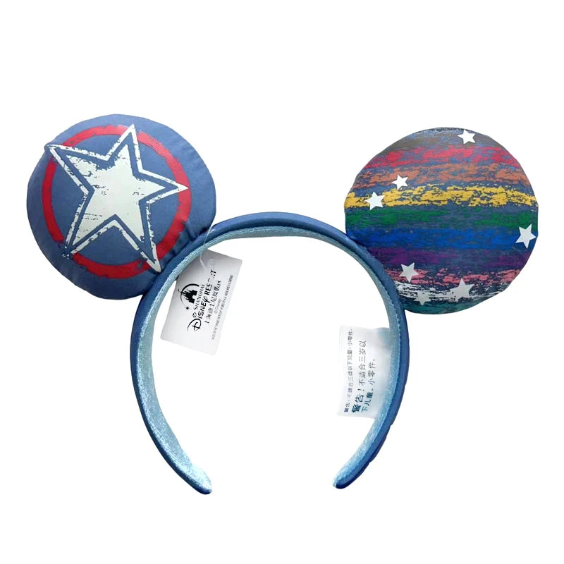 Disney Captain America Shield Mickey Mouse Ear Headband PU Leather Disneyland Mickey Adult/Child Cosplay Girl Accessorie