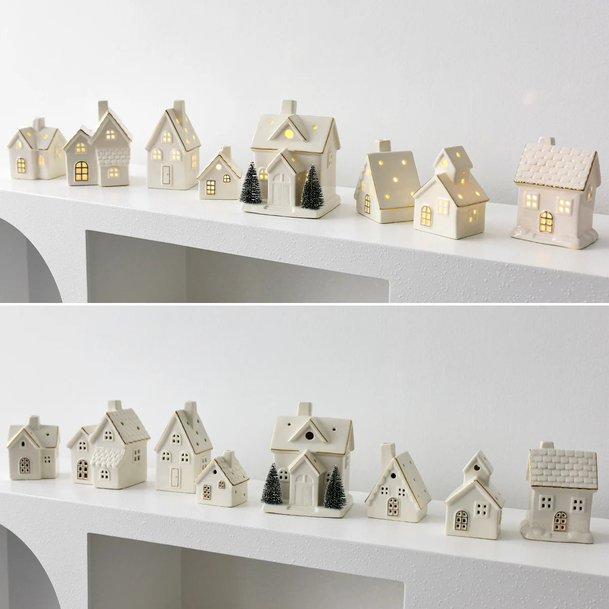 1 Piece Ceramic Glowing Ceramic House Decorative Ornament for Living Room Festive Wedding Family Table Decoration Holiday Gift