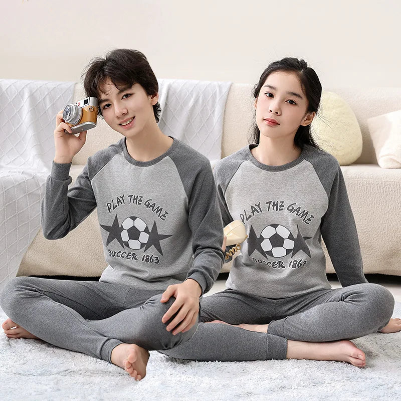 Teenager Boys Animal Cat Pajamas Children's Sleepwear for 12 14 16 Years Kids Pyjamas Cartoon Homewear Cotton Girls Pijamas Suit
