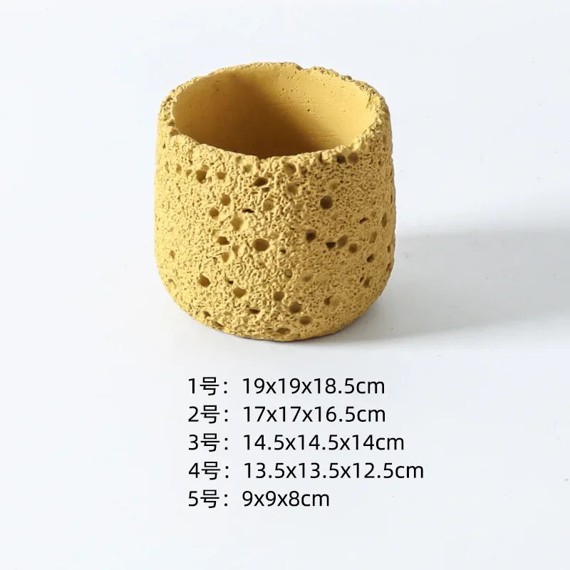 Nordic cement flowerpot simple personality creative imitation volcanic stone indoor succulent potted green plant flowerpot