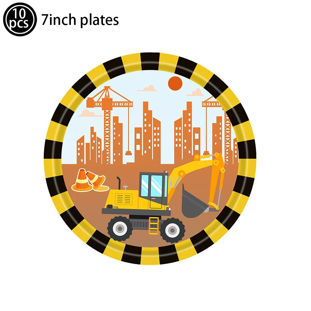 construction truck party tablecloth table runner Engineering excavator theme table cover boy construction birthday party decor
