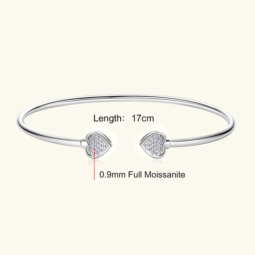 Sweetrain 0.5CT Moissanite Bangle for Women 5mm Lab Created Diamond Bracelet 100% Real 925 Sterling Silver Opening Cuff Bangle
