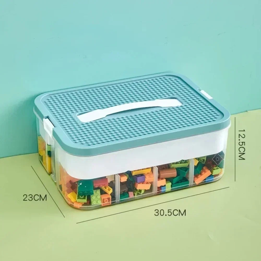 Transparent dust-proof and moisture-proof plastic storage box, classified storage, stackable building block storage box.