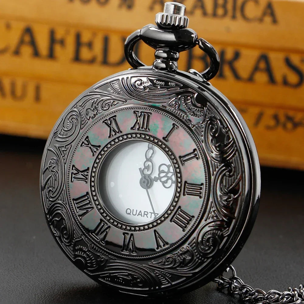 Special Antique Design Blue Dial Quartz Pocket Watch Vintage Necklace Pendant Clock Men's and Women's Best Holiday Gift