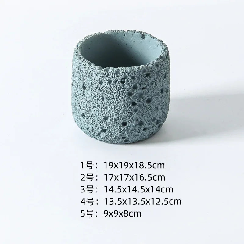 Nordic cement flowerpot simple personality creative imitation volcanic stone indoor succulent potted green plant flowerpot