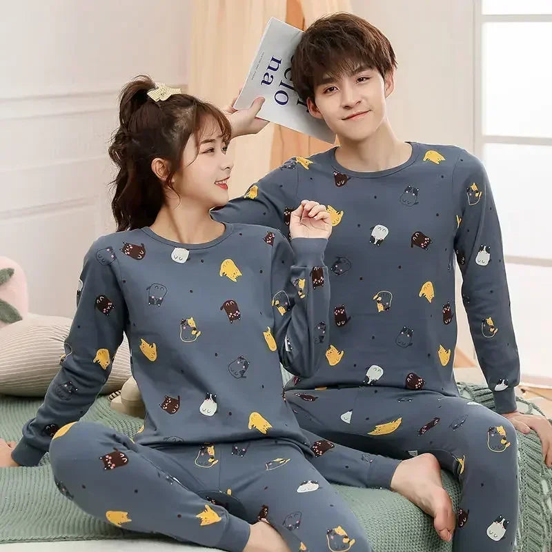 Teenager Boys Animal Cat Pajamas Children's Sleepwear for 12 14 16 Years Kids Pyjamas Cartoon Homewear Cotton Girls Pijamas Suit