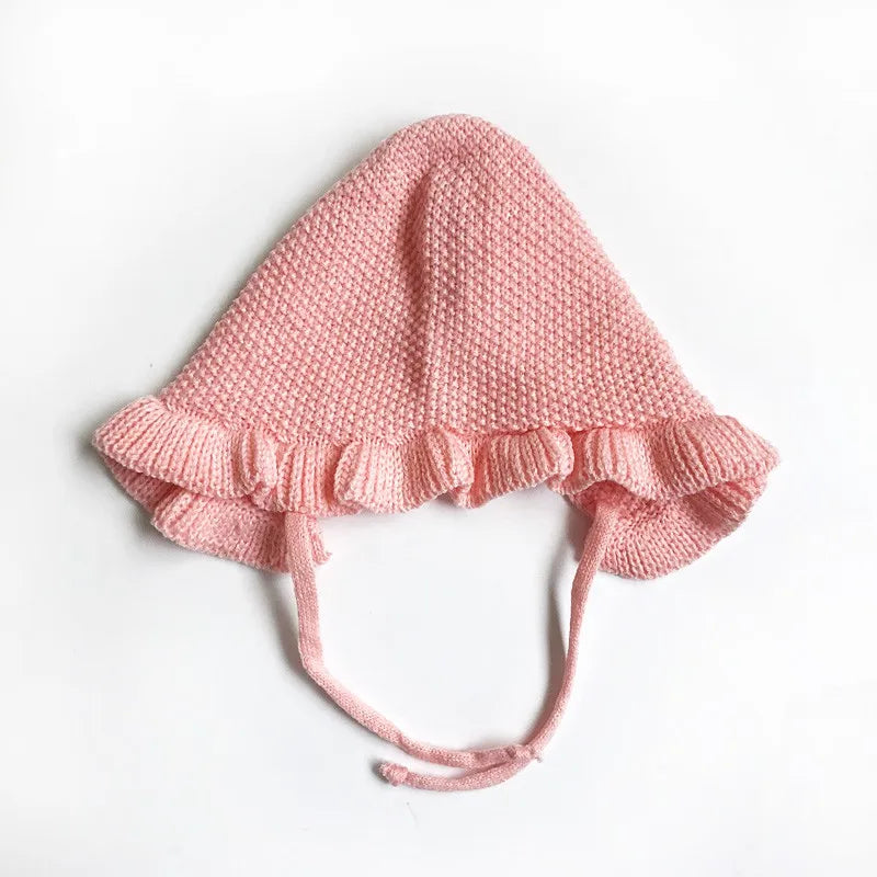 Autumn Newborn Baby Hat Handmade Knitting Hats Fashion Monolayer Ruffle Warmer Caps Kids Hats