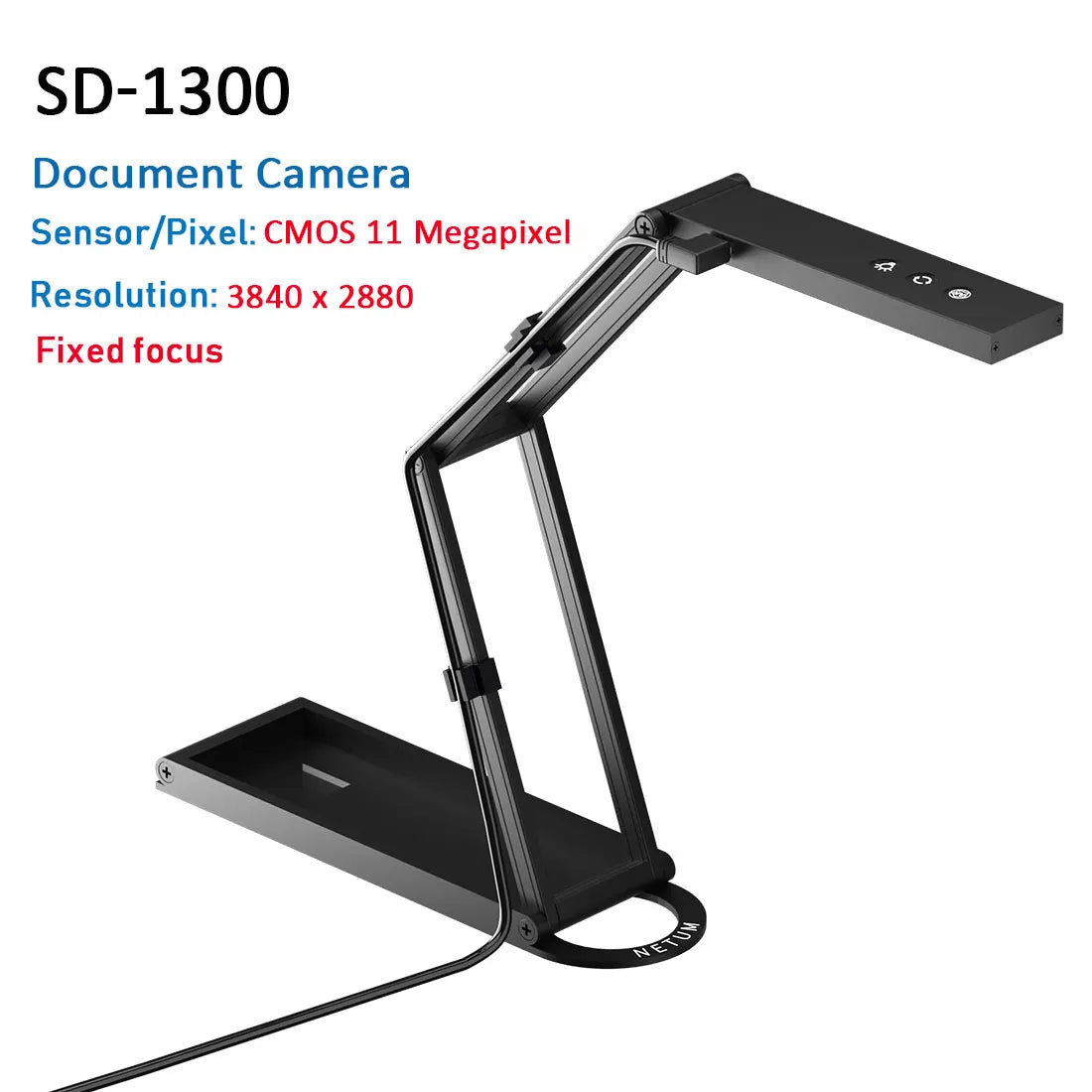 NETUM Document Camera & Webcam 4K with Microphone, USB Visualiser, AutoFocus,Fold for Windows - Remote Teaching & Live Demo