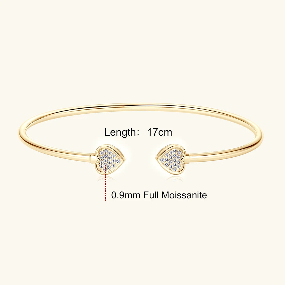 Sweetrain 0.5CT Moissanite Bangle for Women 5mm Lab Created Diamond Bracelet 100% Real 925 Sterling Silver Opening Cuff Bangle