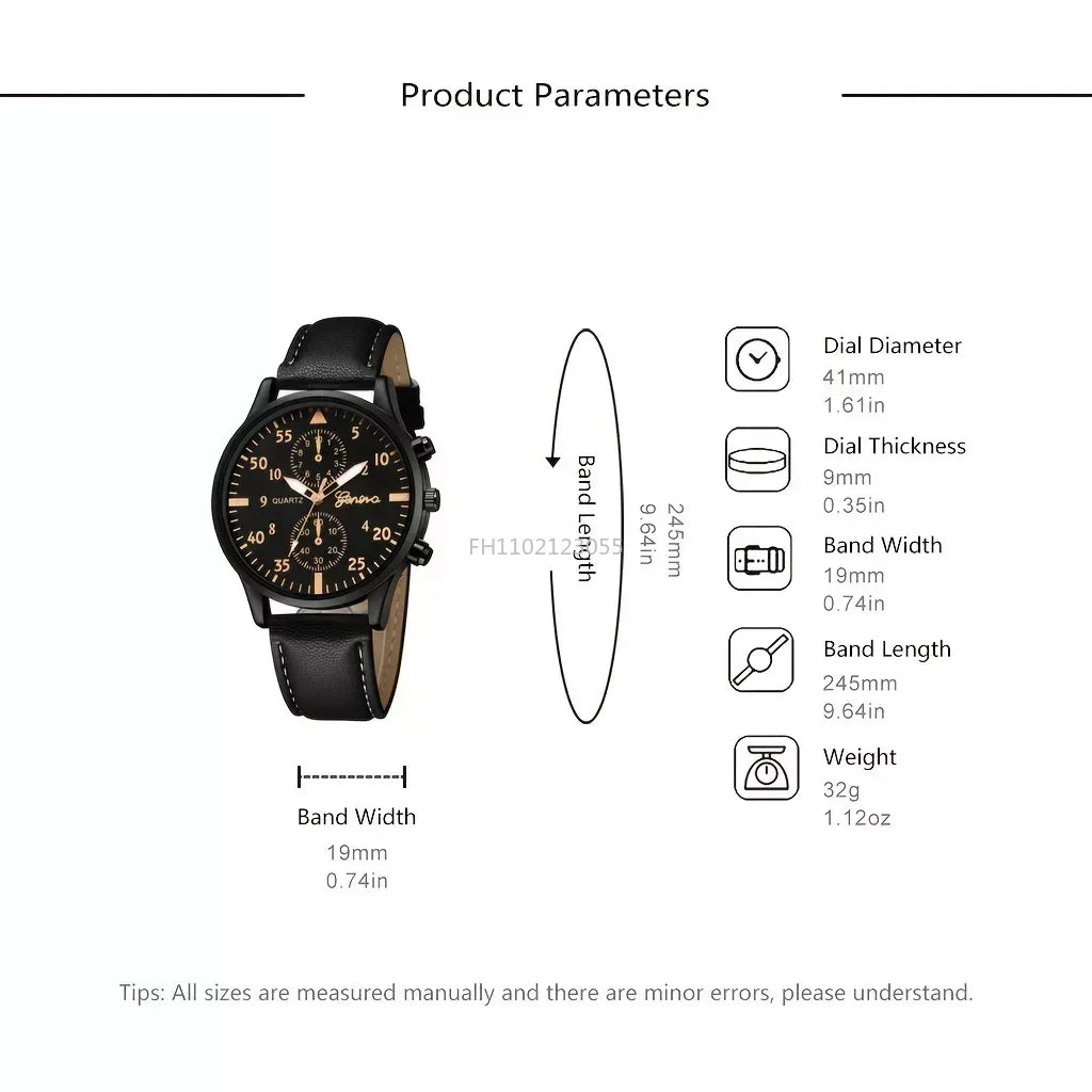 4/2/1pcs New Men Sports Watches Set Man Business Quartz Wristwatch Luxury Brown Leather Bracelet Men Casual Clock Watch(No Box)