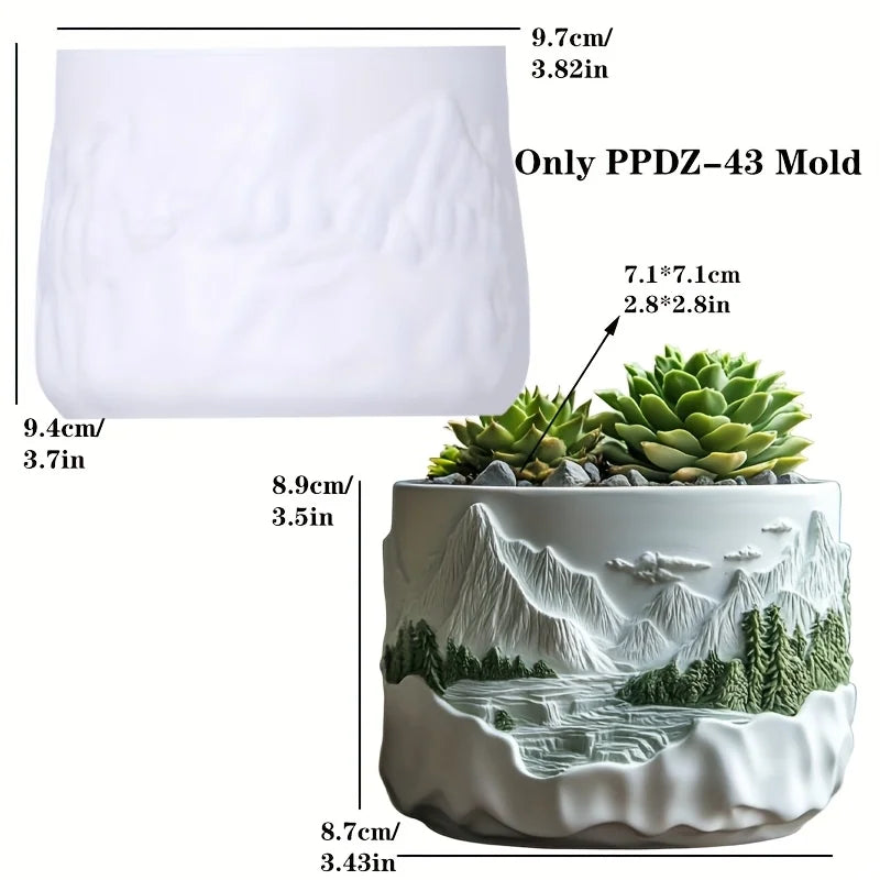 Mountain relief succulent plant flowerpot resin silicone mold mountain stream flowing water storage box candle cup gypsum molds