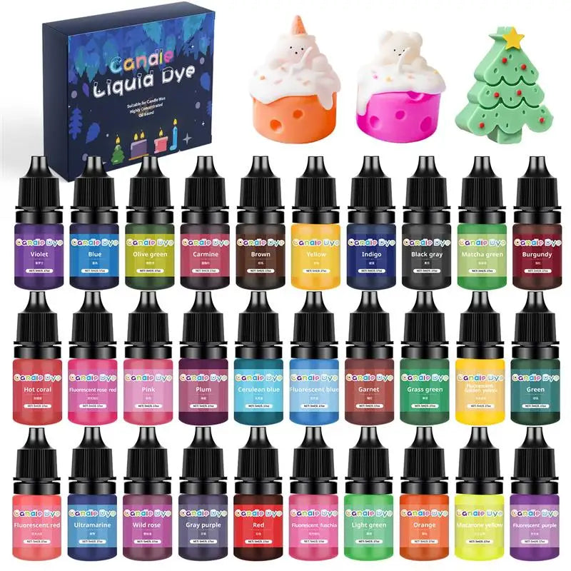 Candle Dyes Kit Liquid Colorant Pigment Set DIY Candle Making Supplies Aromatherapy Soap Soy Wax Dye Candle Mold Coloring