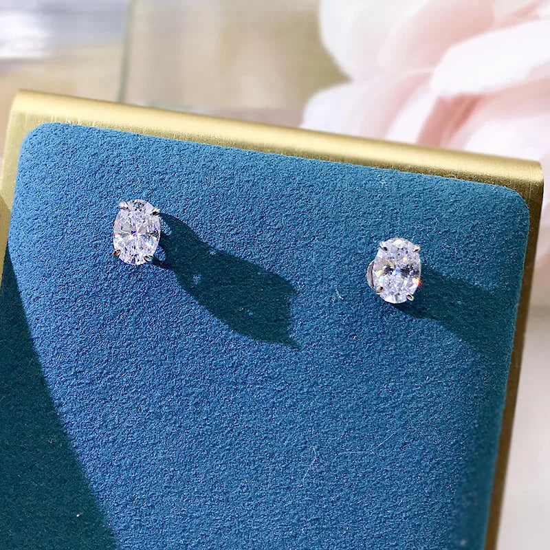 CAOSHI Simple Shiny Oval-shaped CZ Earrings for Female Graceful Lady Versatile Accessories Classical Elegance Women's Jewelry