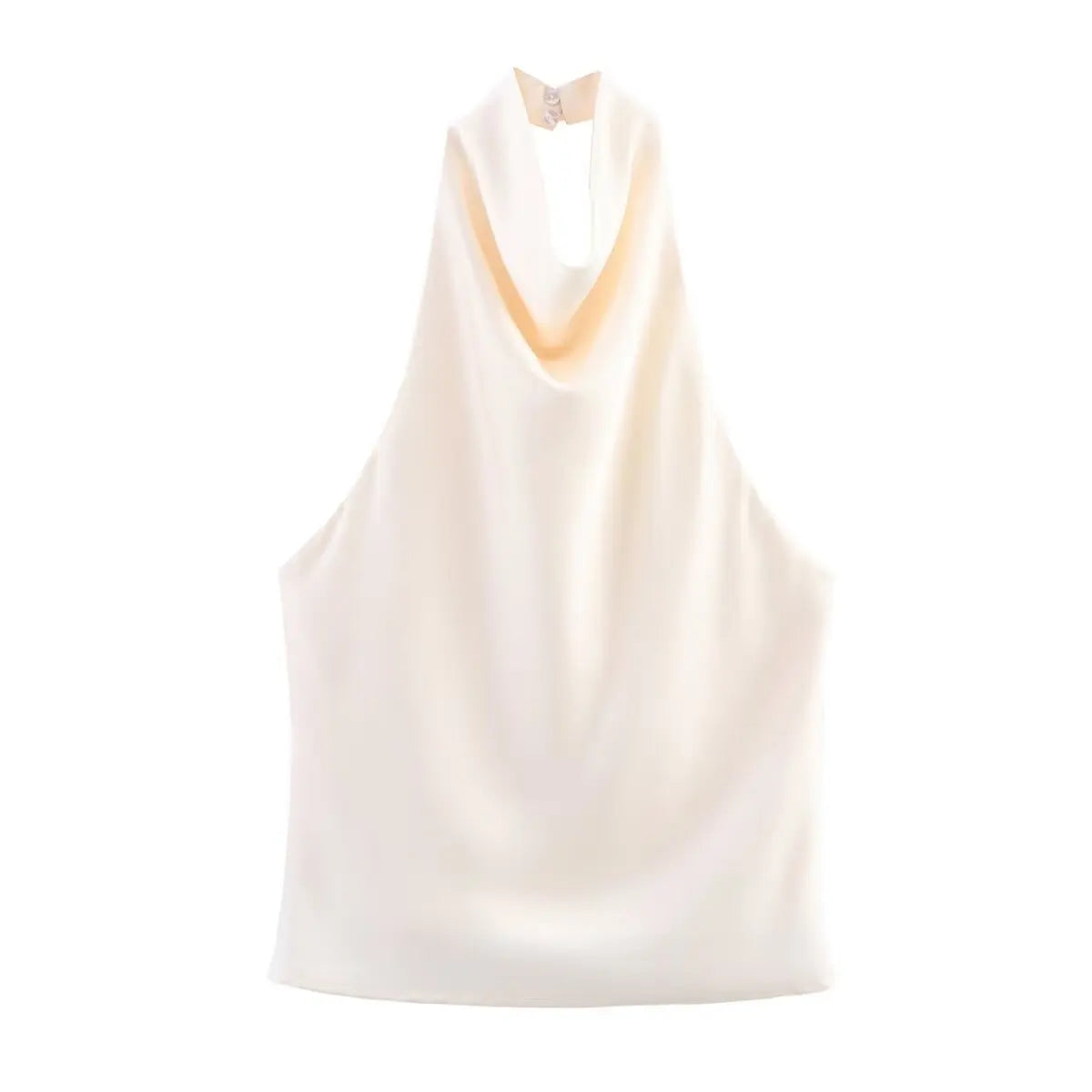 HH 2025 Summer Women's Sexy Solid Color Halter Neck Top Retro Backless Buttons Women's Slim Body New Fashion Streetwear Y2K
