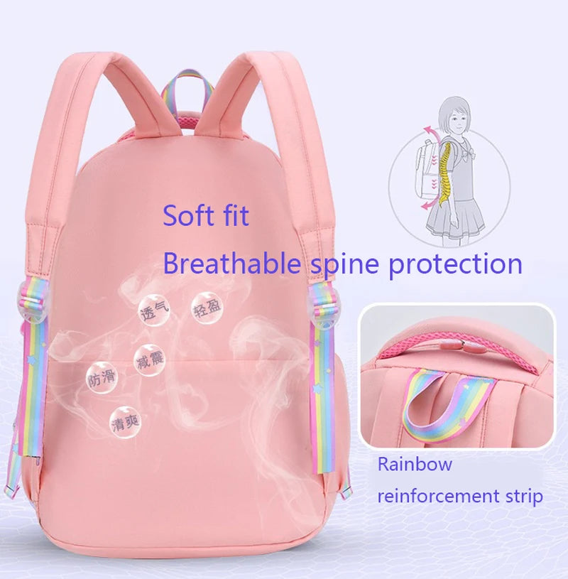 Kids Backpacks for Macaron Color Girls School Bookbag for Teenage Backpack Cute Multiple Pouch School Bag And Rainbow Pendant