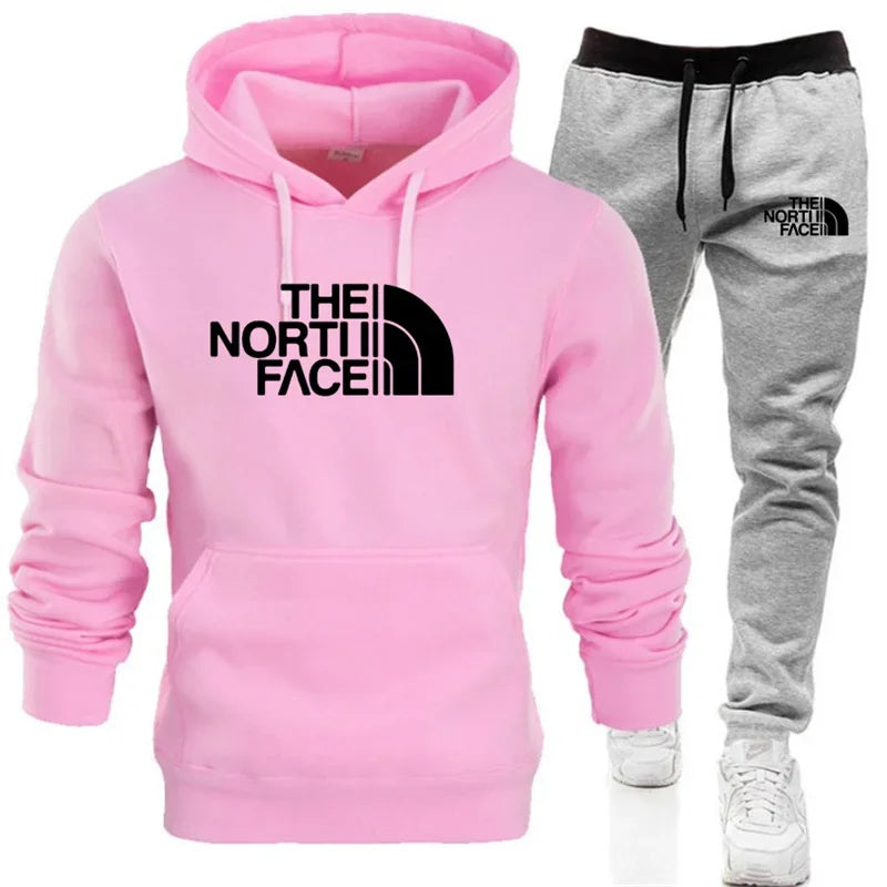 Winter Hoodie Sets Men Fashion Fleece Red Hoodies Black Brand Pants Casual Jogger Suit Tracksuit Sweatshirt