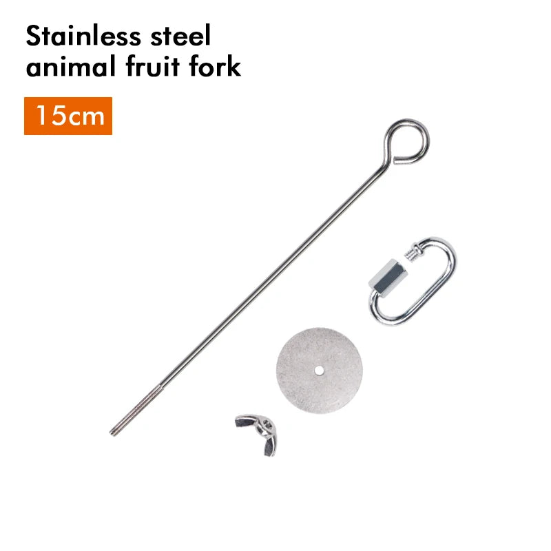 Parrot Stainless Steel Fruit Fork Apple Fork Toy Bird Cage Supplies Bird Fruit Insert Feeder Pet Parrot Accessories Bird Feeder