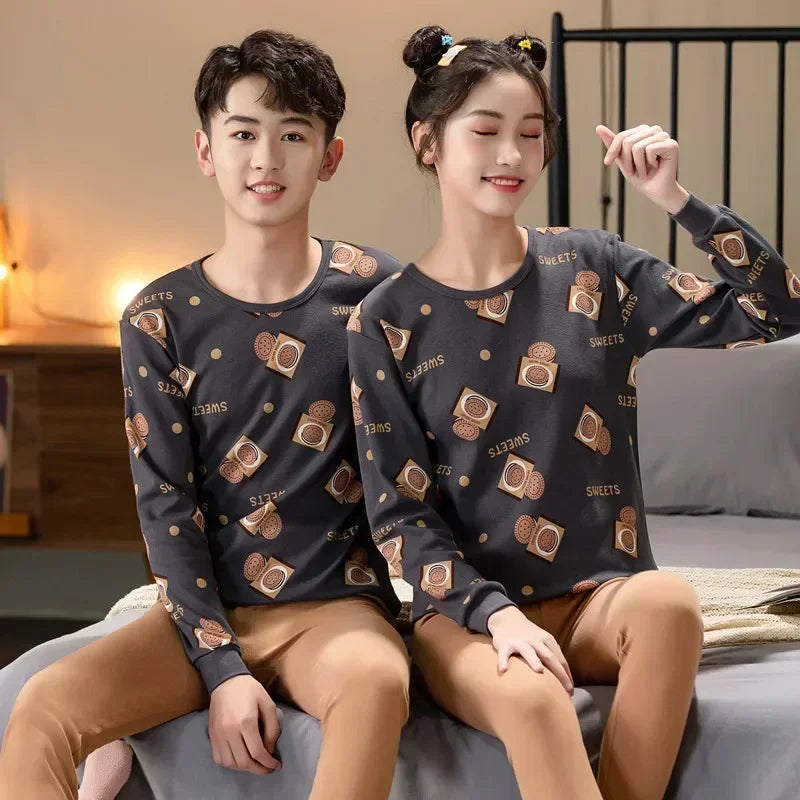 Teenager Boys Animal Cat Pajamas Children's Sleepwear for 12 14 16 Years Kids Pyjamas Cartoon Homewear Cotton Girls Pijamas Suit