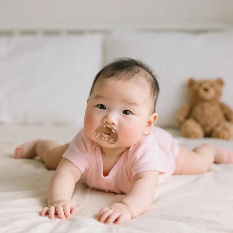 2 Pcs Baby Silicone Pacifier Set With Bear Storage Box Flat and Round Nipple Head For day and night Use Set