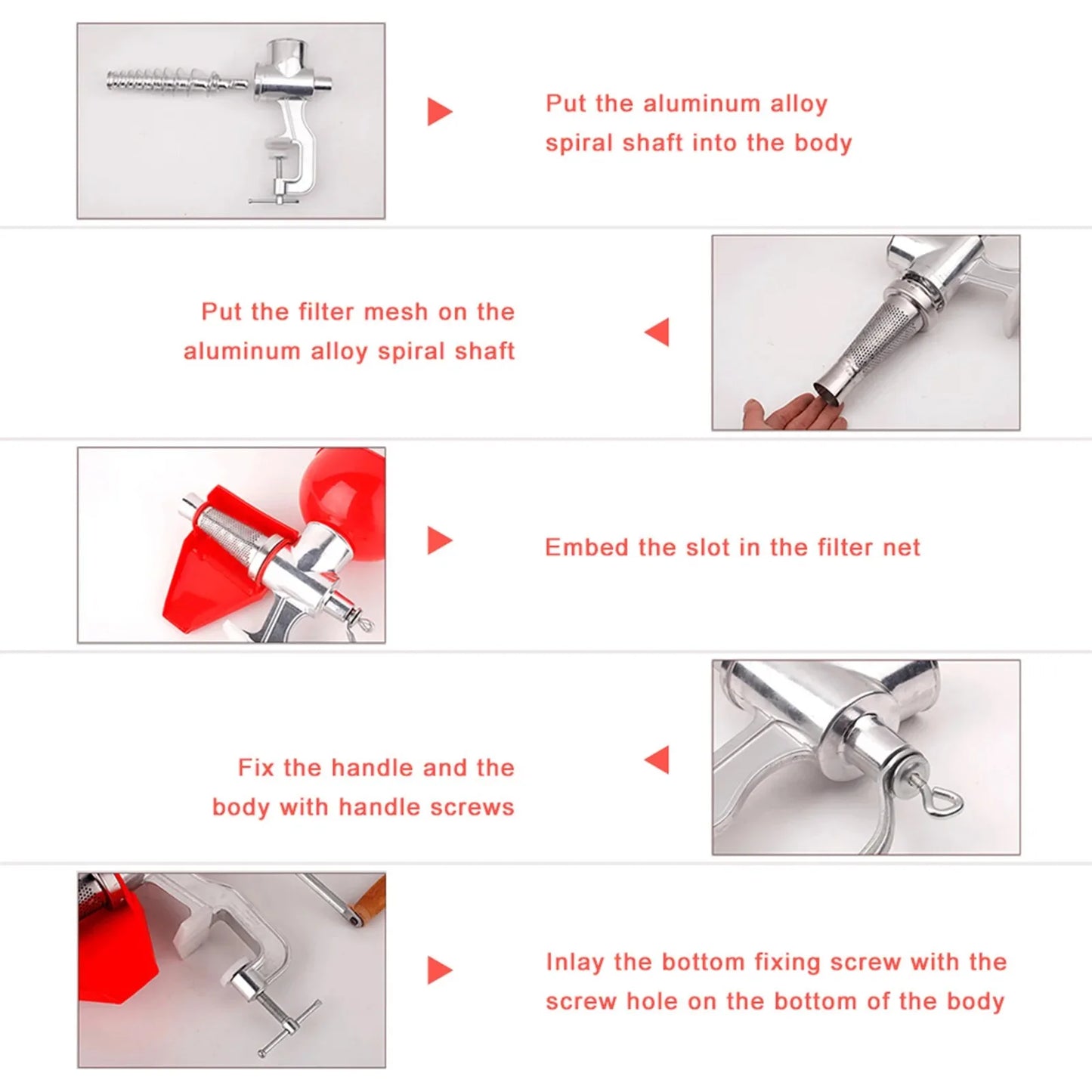 Manual Juicer FP-5 Tomato Sauce Maker Hand Crank Fruit Press for Citrus Lemon Orange Aluminum Extractor