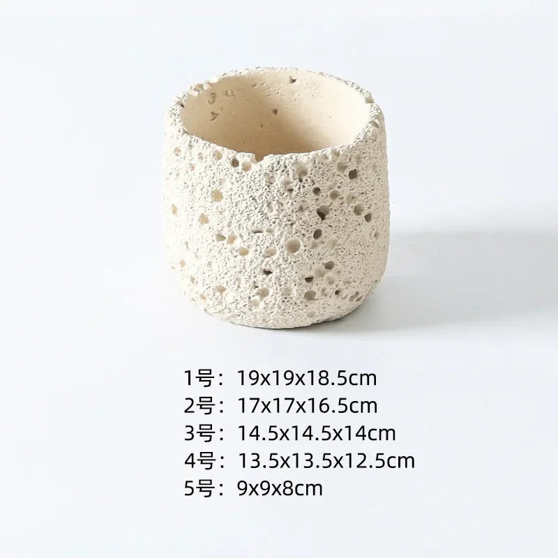 Nordic cement flowerpot simple personality creative imitation volcanic stone indoor succulent potted green plant flowerpot