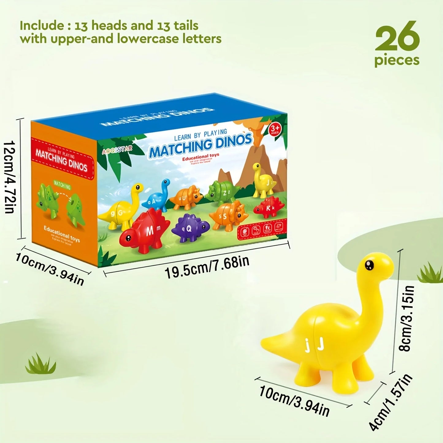 AIUAZA Children's early education dinosaur letter matching toys number counting pattern matching cognitive teaching aids