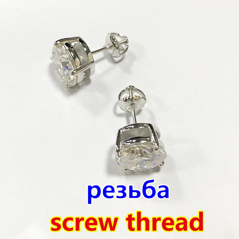 Premium 0.5-2ct Moissanite Diamond Stud Earrings for Women Orginal 925 Sterling Silver Screw Back Women Moissanite Earring 2025